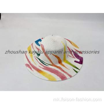 Сламена шапка шапка на плажа Летна капа во сенка